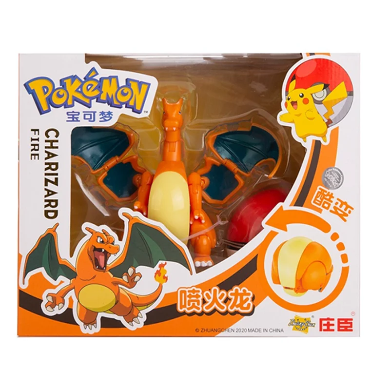 Sobre pokemon anime figura charizard pikachu gyados bolso monstro figura pokeball ação deformação brinquedo modelo crianças presente