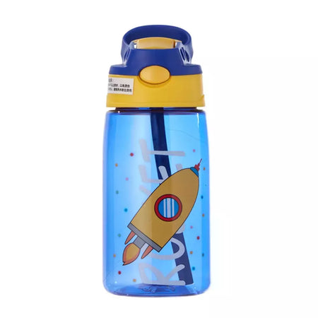 Bebê criativo dos desenhos animados alimentando copos com canudos, garrafas de água infantis, copos portáteis ao ar livre, à prova de vazamento, 480ml