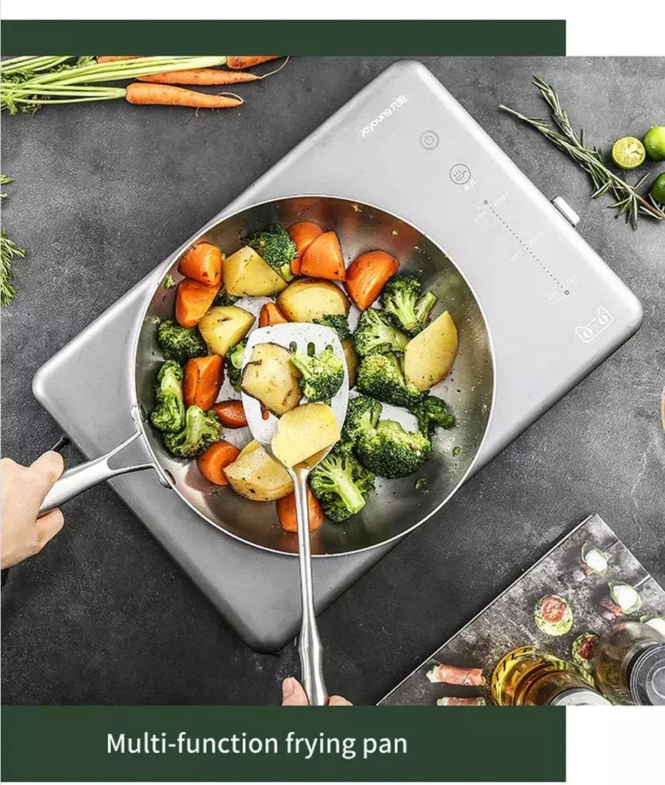 Frigideira antiaderente de aço inoxidável 304, panela de bife frito, sem revestimento, panelas de cozinha para fogão a gás e fogão de indução