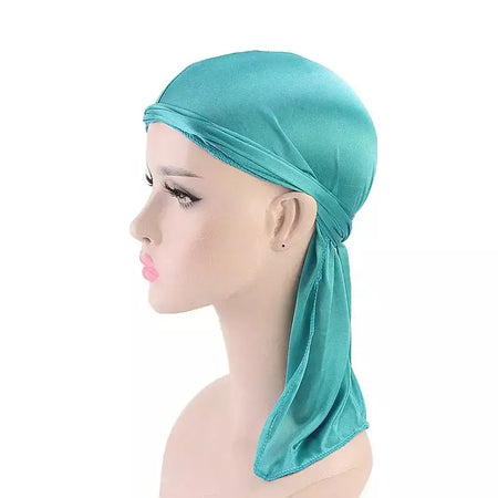 Elasticidade baotou boné faixas de cabelo simulação sedosa durag cauda longa chapéu pirata bandana turbante para crianças criança fita acessórios