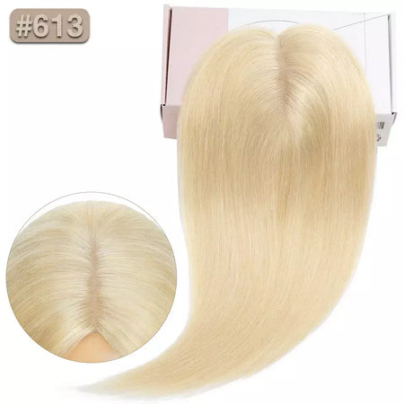 S-noilite 10x12cm toppers de cabelo em linha reta 3.5x9cm base de seda perucas de cabelo clipe em extensões de cabelo marrom cabelo humano para mulher