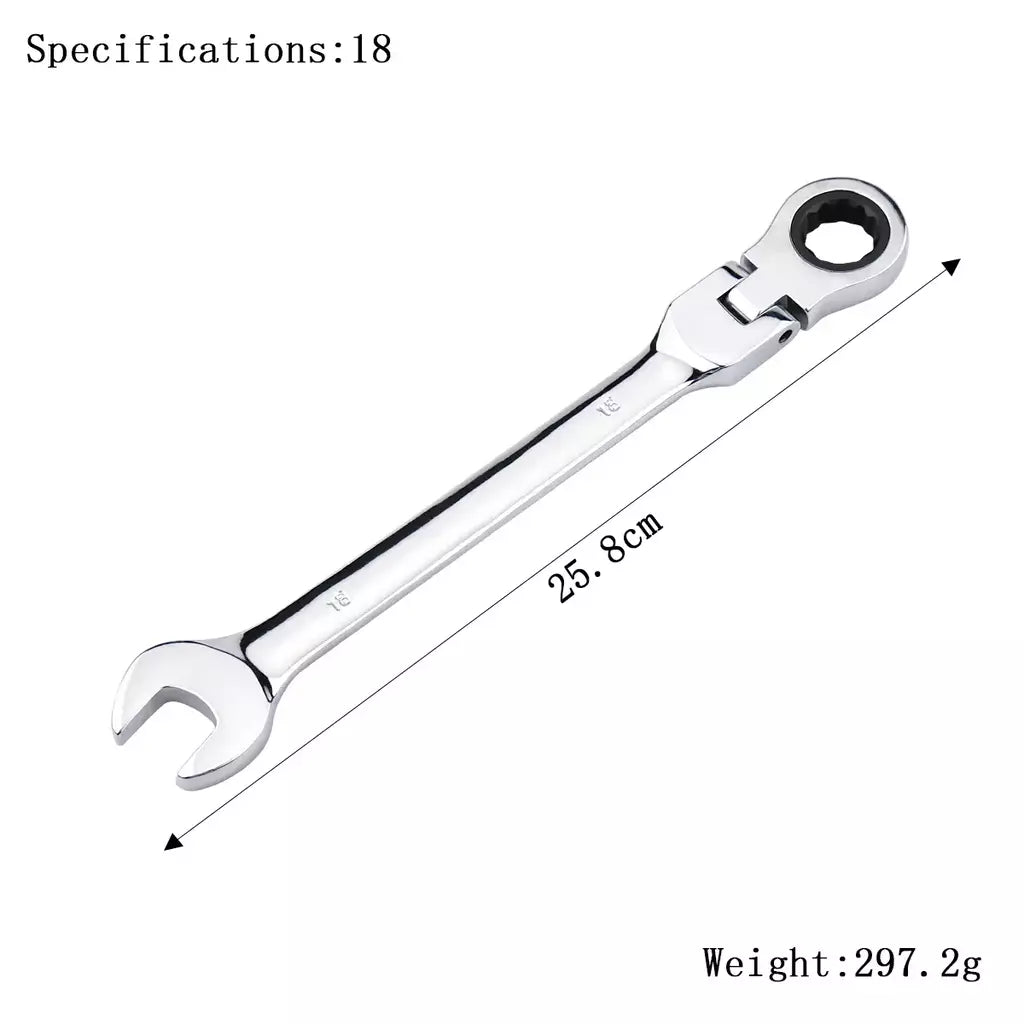 Chave de catraca de chaves, conjunto de ferramentas manuais, catraca de 72 dentes, cabeça flexível, acabamento espelhado, 6mm-27mm, reparo automático e doméstico, 1 peça