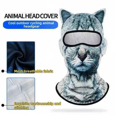 Balaclava de gato 3d para motocicleta, cachorro fofo, máscara facial completa, chapéu de esqui, forro de capacete, ciclismo, cosplay, máscaras de festa de halloween
