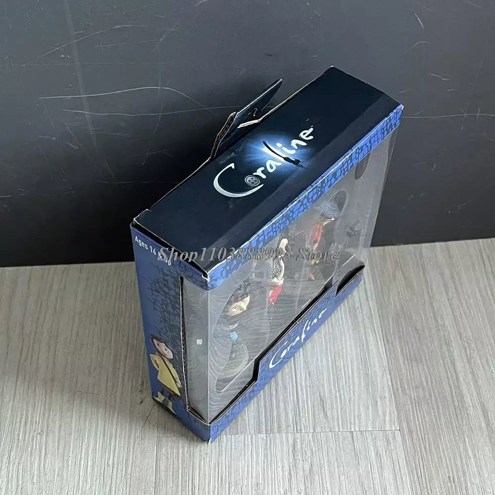 3 pçs neca coraline figura anime coraline & a porta secreta personagem torto modelo boneca estátua conjunta filme móvel brinquedos presentes