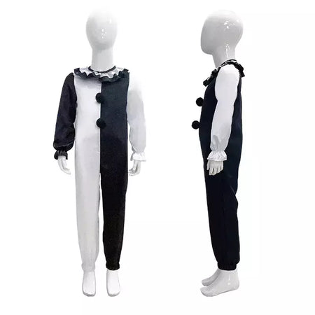Crianças meninos meninas terrifier 3 cosplay coringa traje com máscara chapéu macacão halloween palhaço vestido criança bodysuit roupas de carnaval