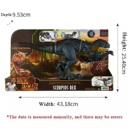 40cm jurassic world escorpião tiranossauro rex batalha stinger dinossauro figura de ação movimento sonoro articulações brinquedo para meninos presente natal