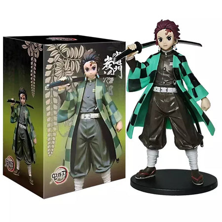 Anime figura demônio slayer figuras kimetsu não yaiba boneca tanjiro nezuko zenitsu estatueta inosuke guerreiro figura de ação modelo brinquedos