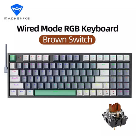 Machenike-K500 Teclado mecânico para jogos, Teclado com fio, Hot Swappable, 94 teclas, RGB Light, Mac, Windows