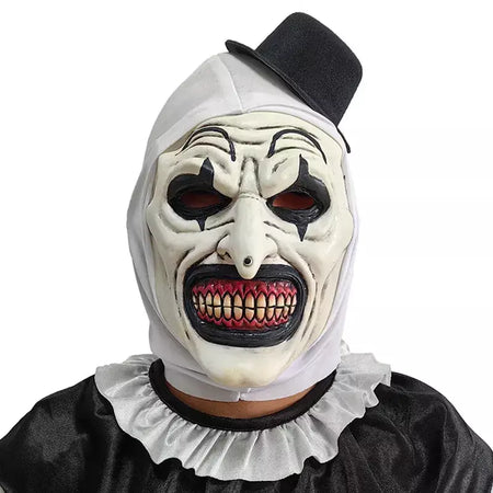 Horror Terrifier Palhaço Cosplay Máscara, Látex, Suave, Demônio, Mal, Coringa, Festa de Halloween, Fantasia, Adulto, Tamanho Único