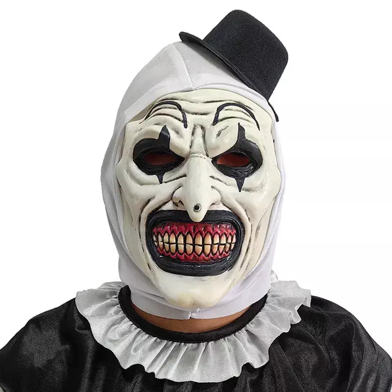 Horror Terrifier Palhaço Cosplay Máscara, Látex, Suave, Demônio, Mal, Coringa, Festa de Halloween, Fantasia, Adulto, Tamanho Único