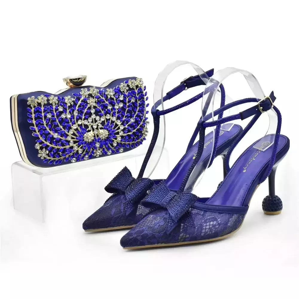 Sapato italiano e saco conjunto para mulheres, sapatos nigerianos, bolsa de correspondência para festa de casamento real, sapatos de luxo, moda mais recente