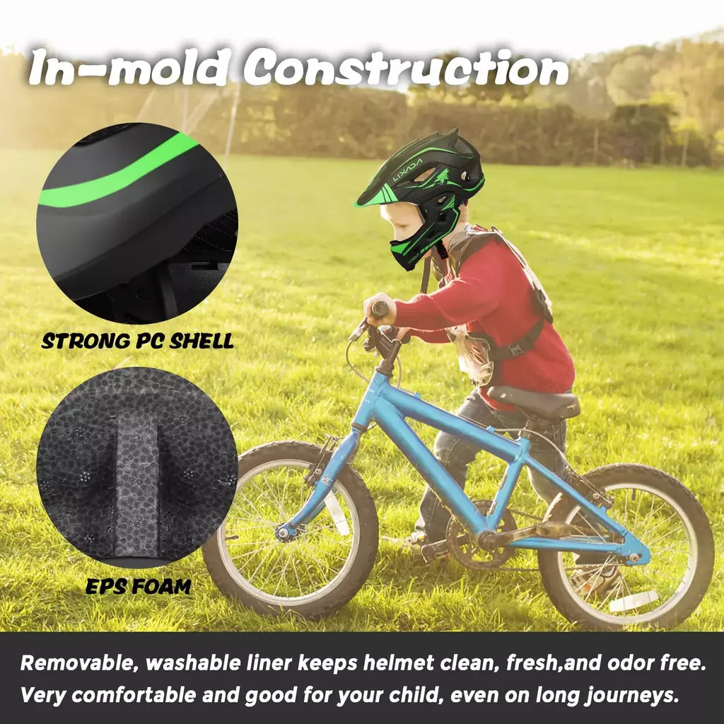Lixada crianças 2-em-1 destacável capacete facial completo crianças esportes capacete de segurança da bicicleta equipamentos de proteção crianças capacete de ciclismo