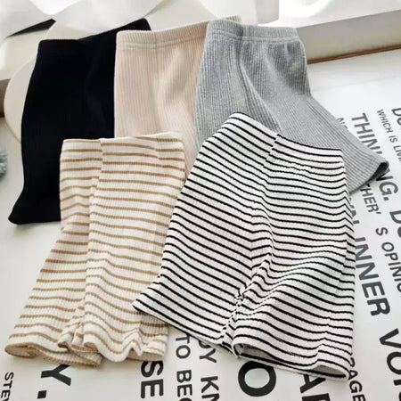 2025 verão calças do bebê calças com nervuras elásticas listradas calças das crianças casuais roupas infantis da criança meninos roupas da menina
