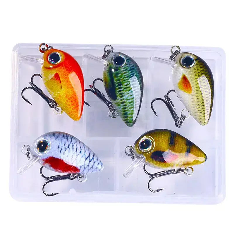 5 pçs/set mini kit crankbait 1.5g/3cm isca de pesca wobblers pequeno artificial flutuante isca dura equipamento de pesca com caixa pesca