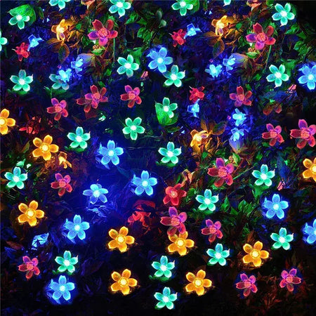 Led solar luzes da corda flor de cerejeira guirlanda luzes ao ar livre solar jardim pátio decoração luzes natal festa de casamento decoração