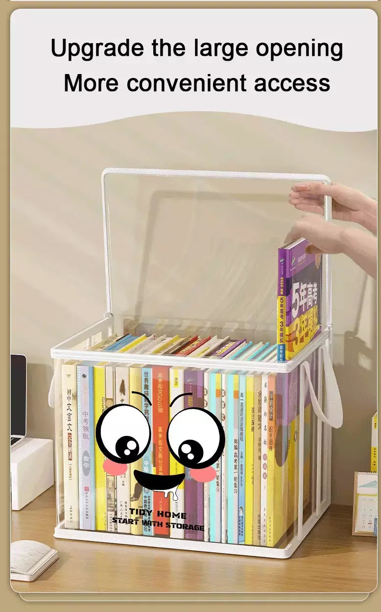 Caixa de livro dobrável estudante dormitório sala de aula livro organizador transparente à prova dwaterproof água casa livro organização caixa armazenamento bolsa