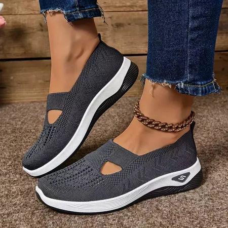Tênis feminino respirável sapatos casuais verão sola macia sapatos ortopédicos leve deslizamento em sapato de caminhada antiderrapante sapatos planos