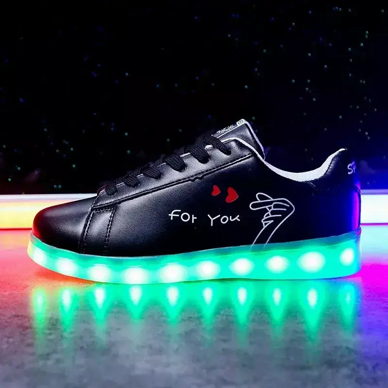Maogu 2024 adulto unissex das mulheres dos homens criança tênis luminosos brilhante carga usb meninos led colorido light-up sapatos meninas calçados