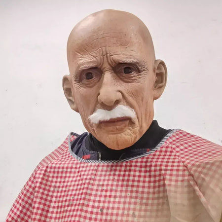 Máscara de cabeça cheia látex realista homem rosto barba traje de halloween adereços festa velho látex máscara de halloween cosplay festa chapelaria