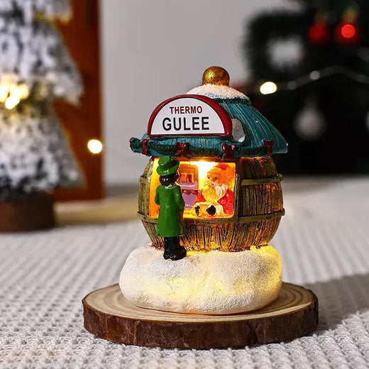Presente de natal decoração para casa resina led micro-paisagem papai noel casa artesanato ornamento mais novo chirtmas decoração de mesa