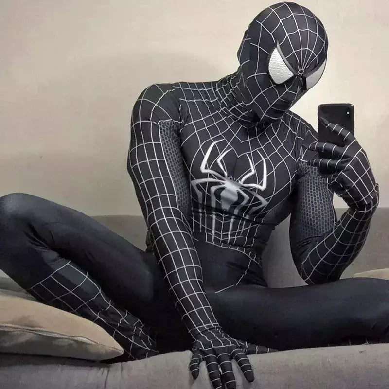 Tobey maguire spiderman traje preto/vermelho raimi homem aranha cosplay super-herói zentai terno trajes de halloween para adultos