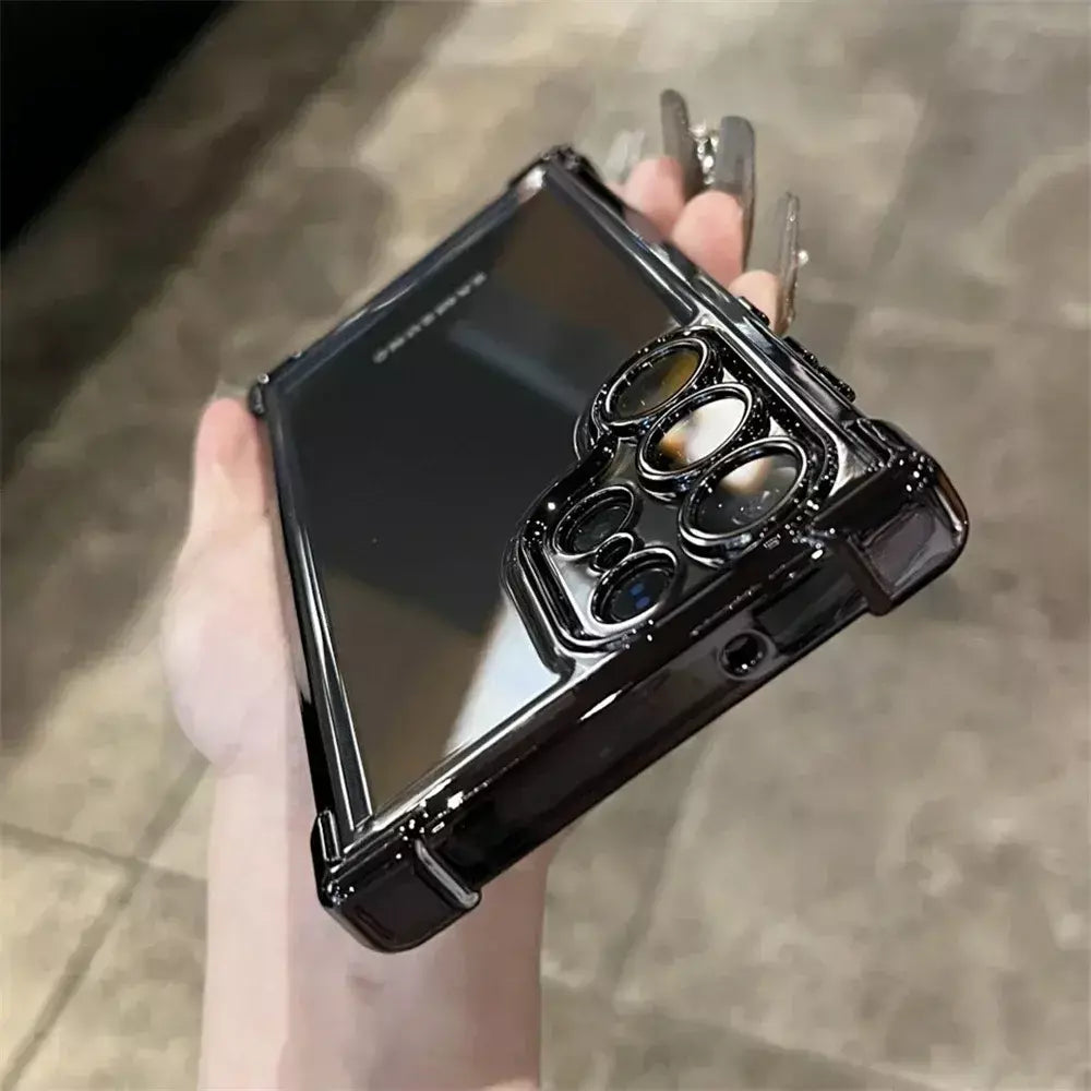 Chapeamento armadura transparente caso para samsung s25 ultra s24fe s23 fe s22 plus a54 a53 a55 a34 a35 a25 5g capa acrílica à prova de choque