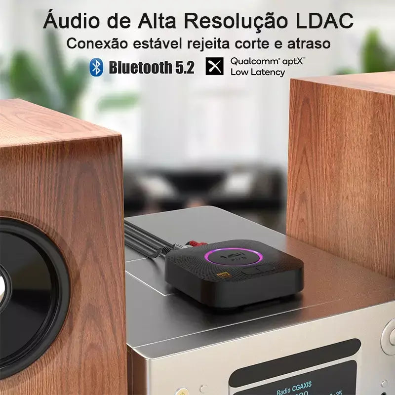 1Mii B06S+ Receptor Bluetooth 5.2, adaptador de áudio HiFi com LDAC Aptx HD&LL, áudio de alta resolução de longo alcance com controle de volume