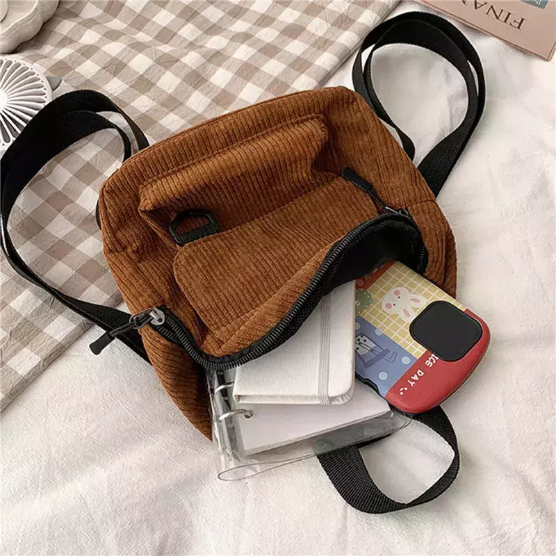 Mini mochila feminina, mochila escolar de veludo simples pequena, grande capacidade, mochila feminina durável, monocromática, casual, viajando, moda