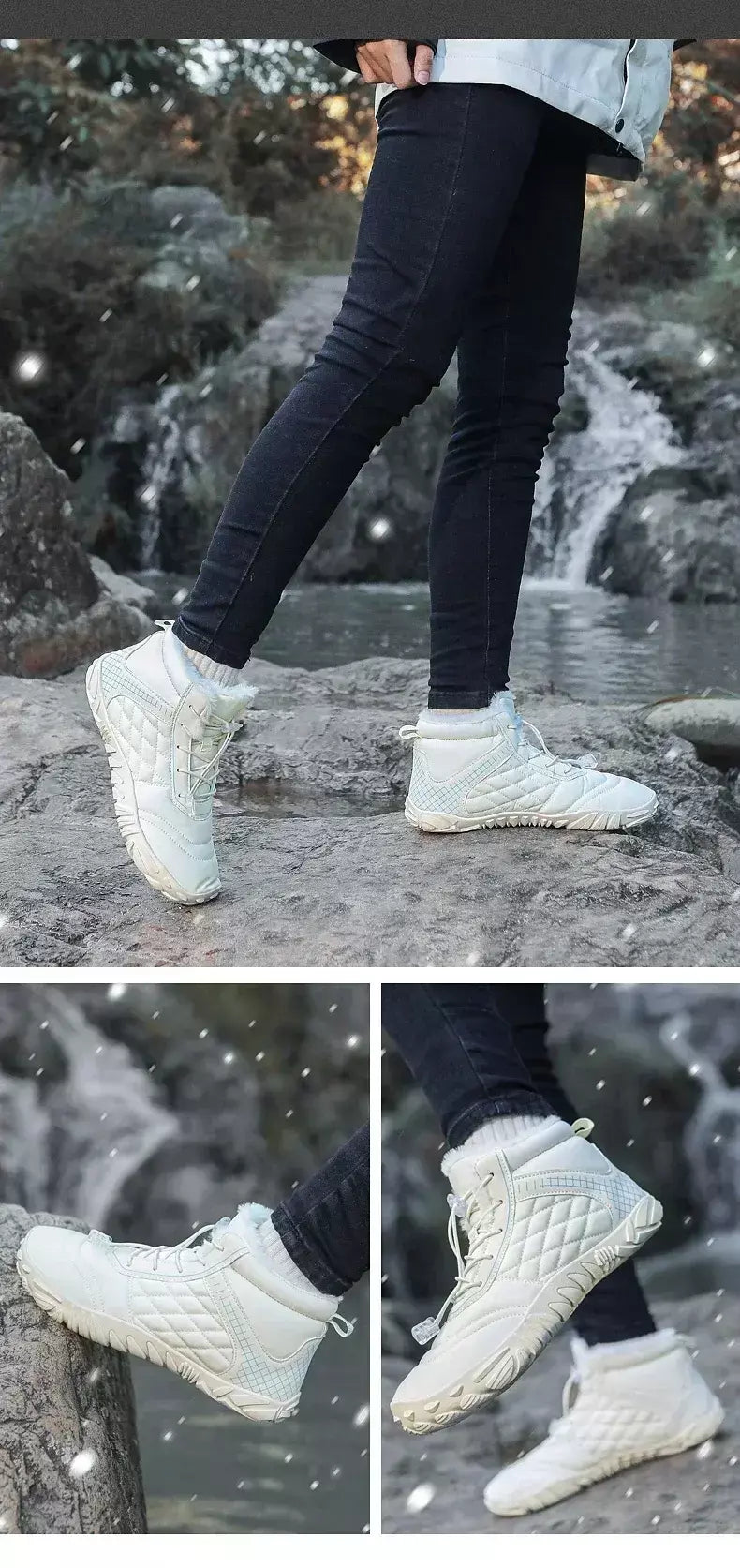 2024 novas botas de inverno para homens neve descalço mulheres ao ar livre antiderrapante pele quente tênis casuais plus size botas de tornozelo sapatos de caminhada