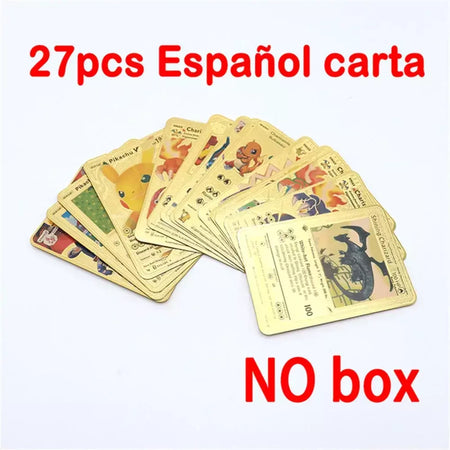 Cartão de folha de ouro colorido pokemon charizard pikachu arceus prata preto arco-íris inglês francês alemão espanhol vstar gx vmax cartões