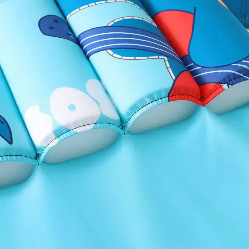 Maiô flutuante para crianças, roupa de banho de uma peça para crianças, flutuante, proteção contra queimaduras, estampa de desenho animado, meninas, meninos, roupas de natação