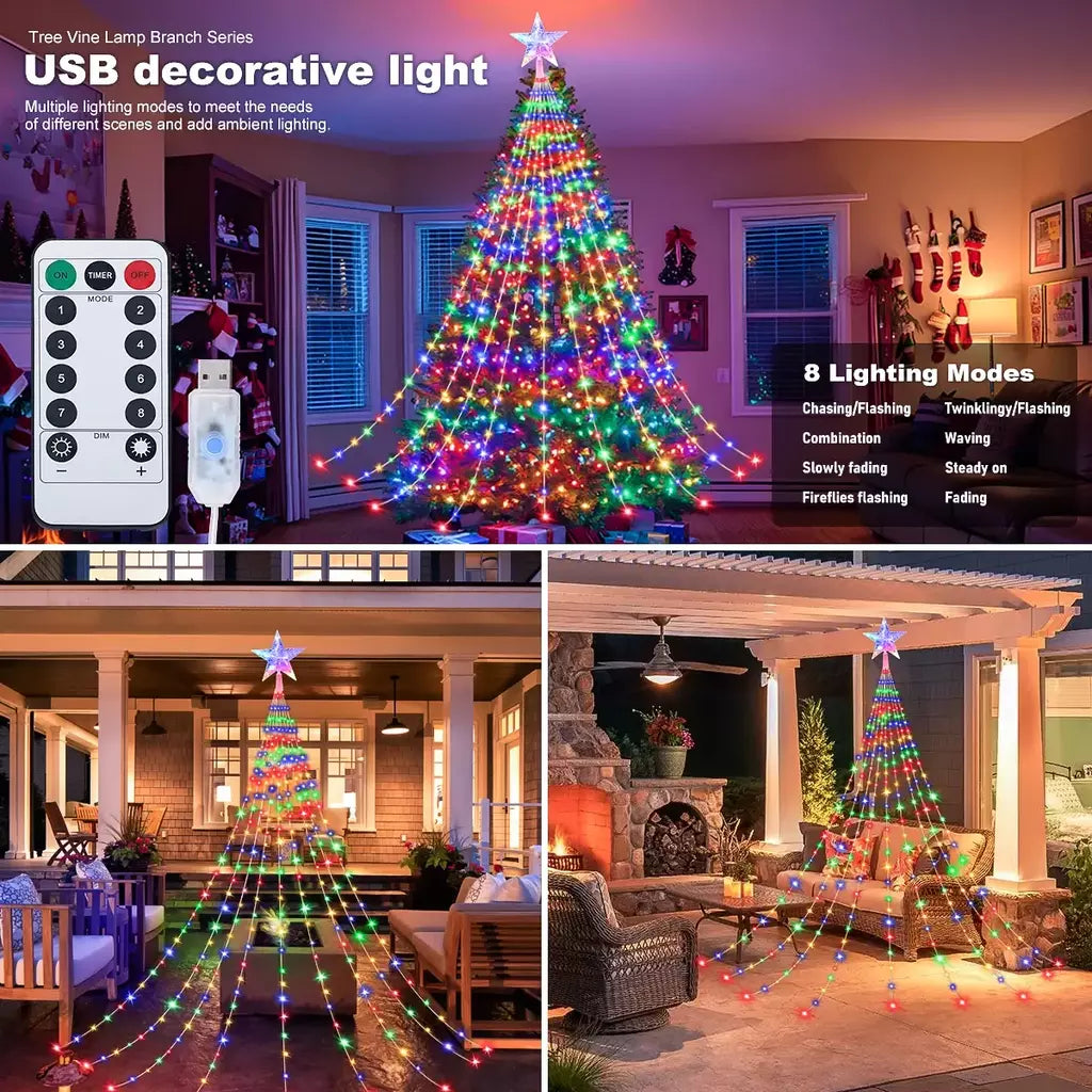 Led ao ar livre decorações da árvore de natal luzes usb 2/3m à prova dwaterproof água luzes da corda de fadas 8 modos quintal interior iluminação festa casamento