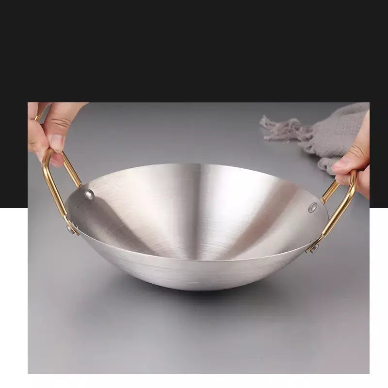 Panela Seca De Aço Inoxidável Espessada, Panela Antiaderente Doméstica, Fornalha De Álcool De Orelha Dourada, Hotpot Pequeno