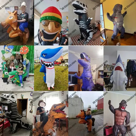 Ride-on traje de dinossauro inflável adequado para festa de halloween ao ar livre atividades pai-filho jogo de rastreamento crianças mascote