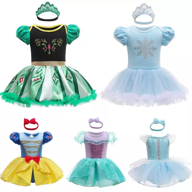 Baby Romper TUTU Vestido Com Headband Infantil Baby Princess Girl Roupas Tamanho 3-18M Cute Design Baby Dress Party Trajes