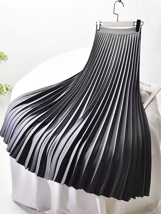 Marca designer feminino primavera outono elegante chique sólido saia plissada cintura alta moda de luxo com elástico feminino C-035