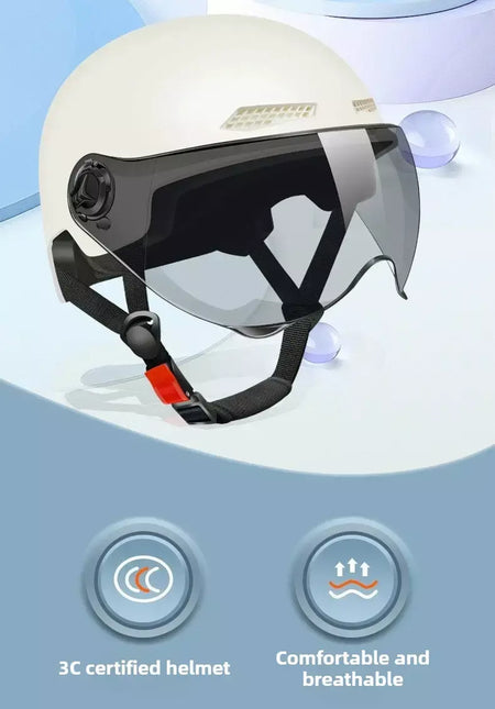 Capacete de segurança de bicicleta 3C certificado masculino e feminino adulto crianças dos desenhos animados bicicleta elétrica motocicleta meio capacete com óculos