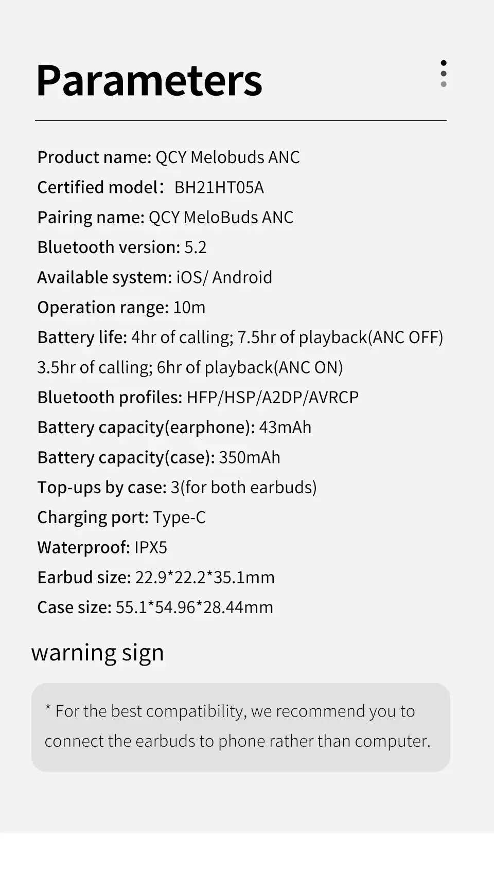 QCY HT05 ANC fone de ouvido sem fio 40dB cancelamento de ruído Bluetooth 5.2 fone de ouvido 6 microfone ENC HD chamada TWS fones de ouvido modo de transparência