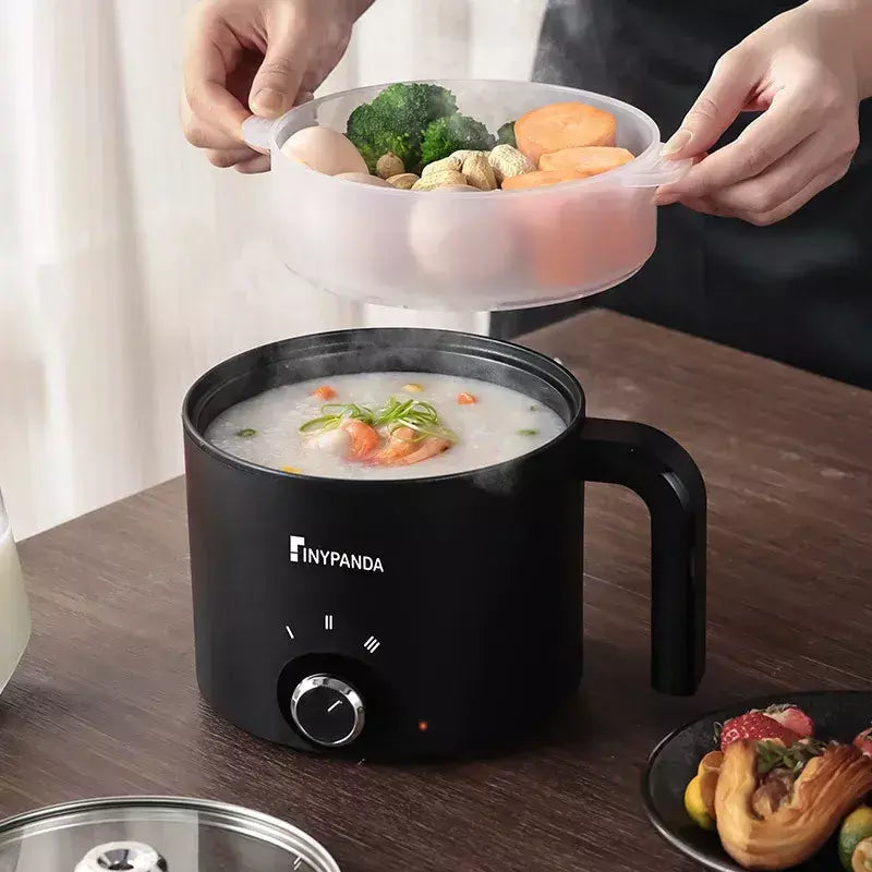 Panela elétrica antiaderente de 1,8l, panela multifuncional, panela de arroz cozido no vapor única/dupla com função de fritura elétrica