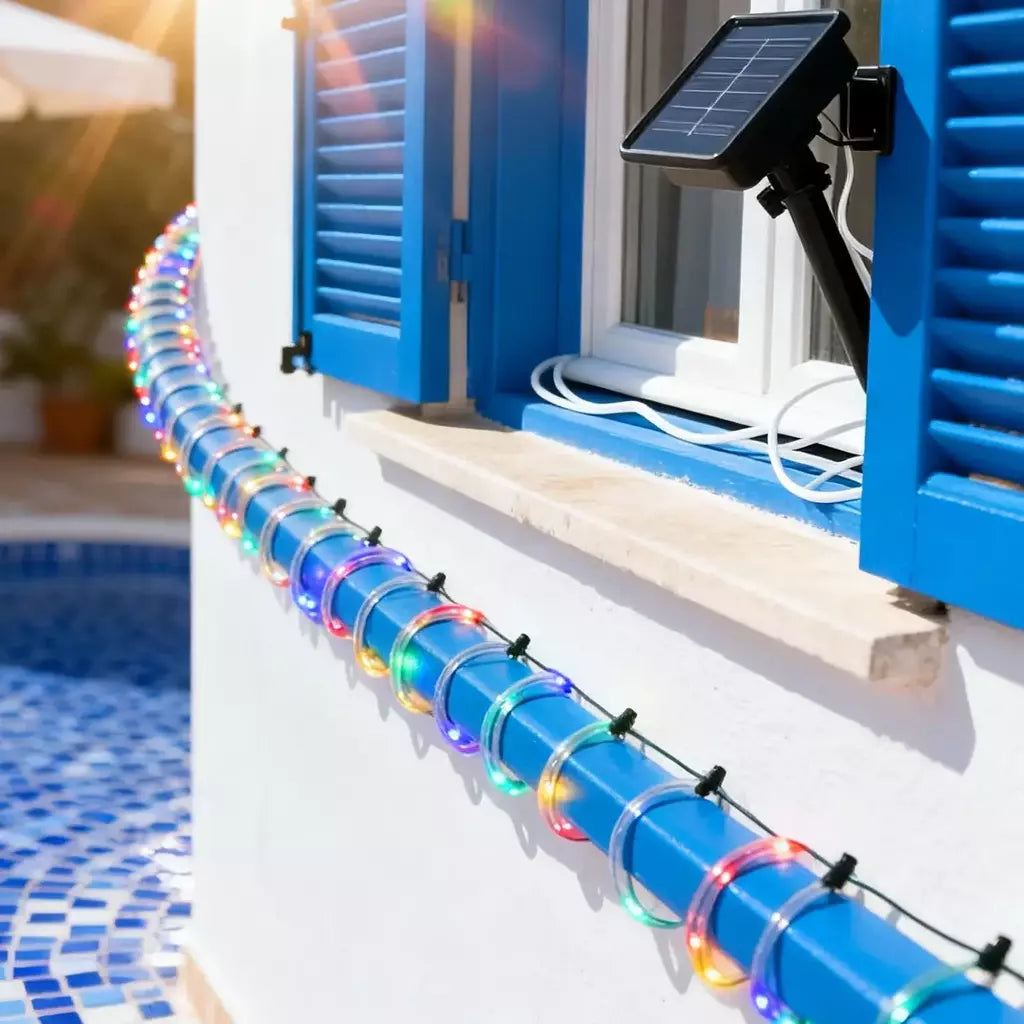 Led solar corda luz de tira corda 7m jardim iluminação rua guirlanda natal luzes fadas ao ar livre ip65 à prova dip65 água tubo lâmpada