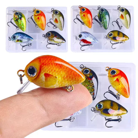5 pçs/set mini kit crankbait 1.5g/3cm isca de pesca wobblers pequeno artificial flutuante isca dura equipamento de pesca com caixa pesca