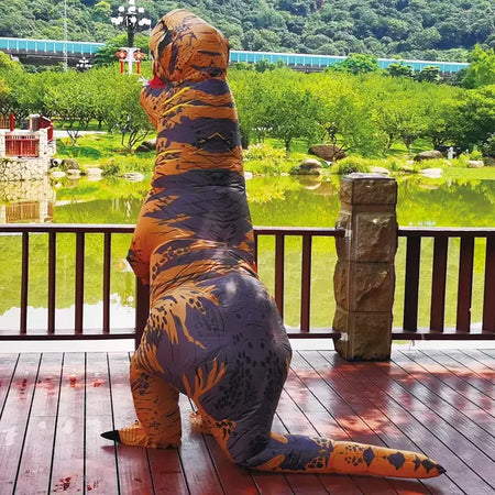 Adulto crianças trajes de dinossauro inflável terno vestido anime festa cosplay carnaval purim traje de halloween para homem mulher