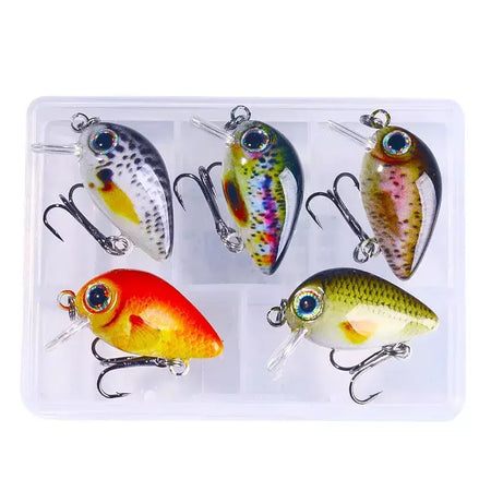 5 pçs/set mini kit crankbait 1.5g/3cm isca de pesca wobblers pequeno artificial flutuante isca dura equipamento de pesca com caixa pesca