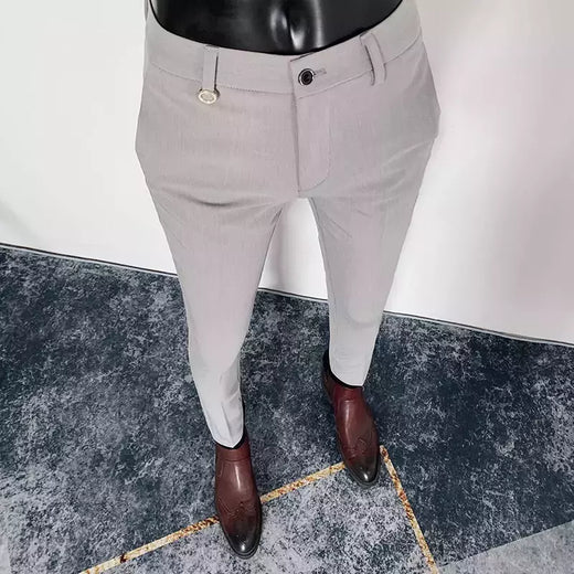 Calça reta de cintura alta britânica masculina, calça social, calça formal masculina italiana, calça de tornozelo, 2023