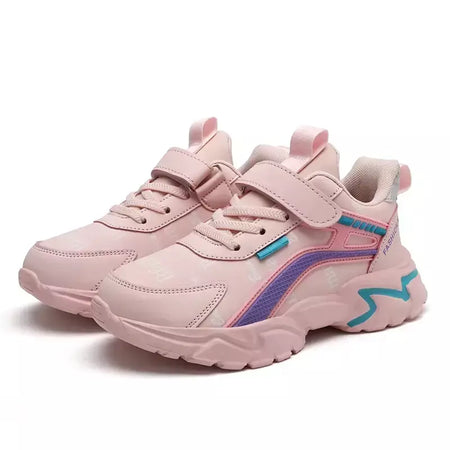 Crianças casuais rosa meninas sapatos de couro moda para 7-15y leve correndo jovens estudantes crianças esportes sapato da menina nbgaga