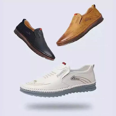 Sapato de couro casual masculino, sola macia, respirável, tendão de vaca, trabalho, dirigindo, feijão, vestido de negócios masculino