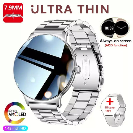 Para huawei novo ultra fino amoled relógio inteligente tela feminina sempre exibir tempo freqüência cardíaca bt chamando high-end moda smartwatch