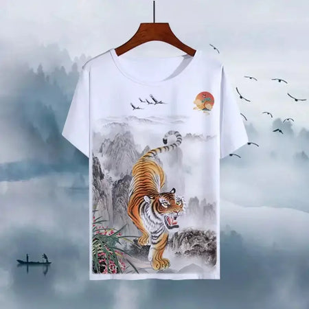 2025 china animal impressão 3d doze constelações dragão e tigre lavagem pintura adulto topo tinta do zodíaco camiseta edição mais recente