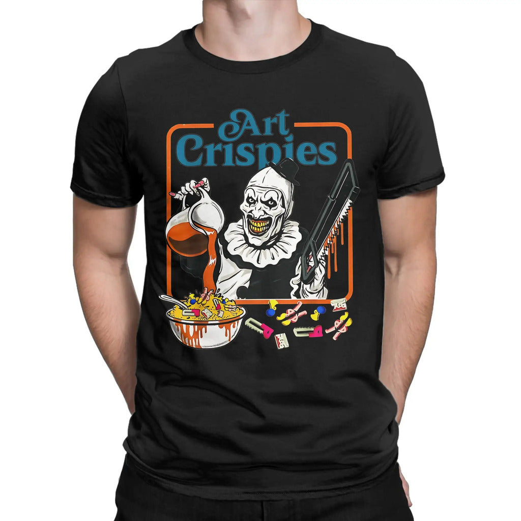 Arte Crispies Terrifier Horror Halloween Filme Homens Camiseta Incrível Camisetas Manga Curta O Pescoço Camisetas 100% Algodão 6XL Tops