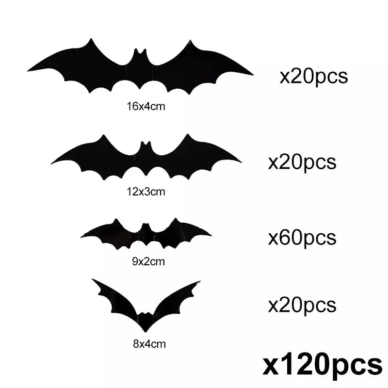 Halloween 3d morcego preto adesivos de parede para casa quarto decoração interior adereços assustadores crianças festa favores decalques parede janela adesivo